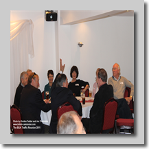 (Clockwise from Phil Baker with raised arm acknowledging award win for furthest travelled – Adelaide Australia); Tony Realff; Ian Saunders; Marilyn White;